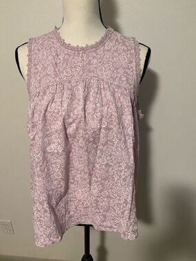 Lilac Floral Lace-Trim Sleeveless Camisole